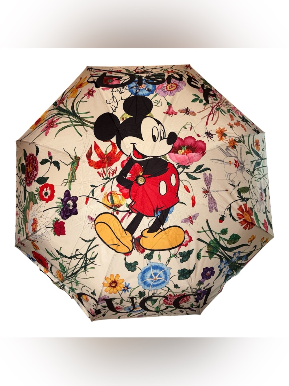 Fashion Beige Floral Mickey Mouse Umbrella